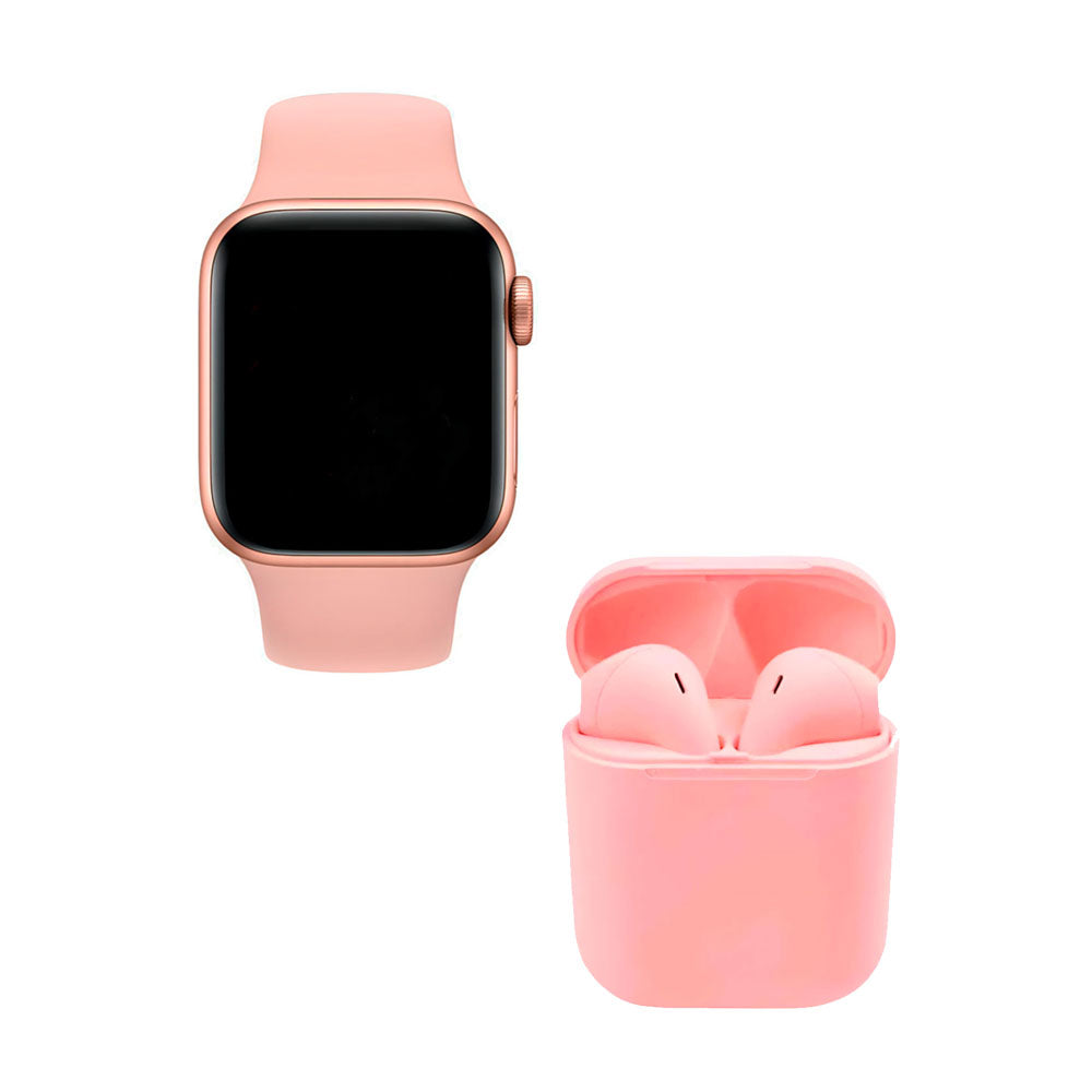 Kit smartwatch y audífons twins negro
