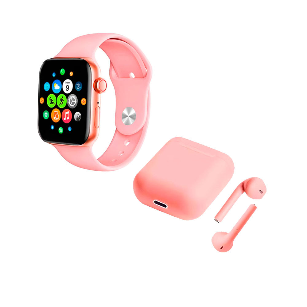 Kit smartwatch y audífons twins negro